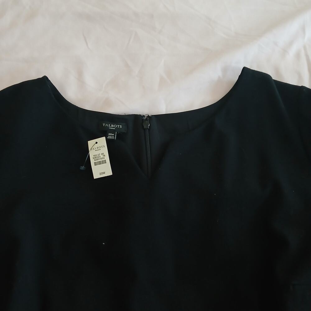Talbots Shift Dress Women 20W Black White Fringe Trim Ponte Career Mod Retro NWT - Picture 4 of 14